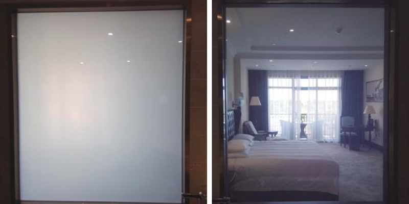 smart glass applied bath room windows and doors