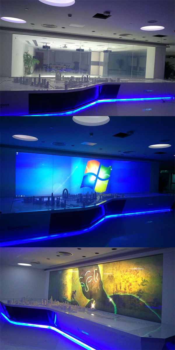 interactive projection screen with switchable film 