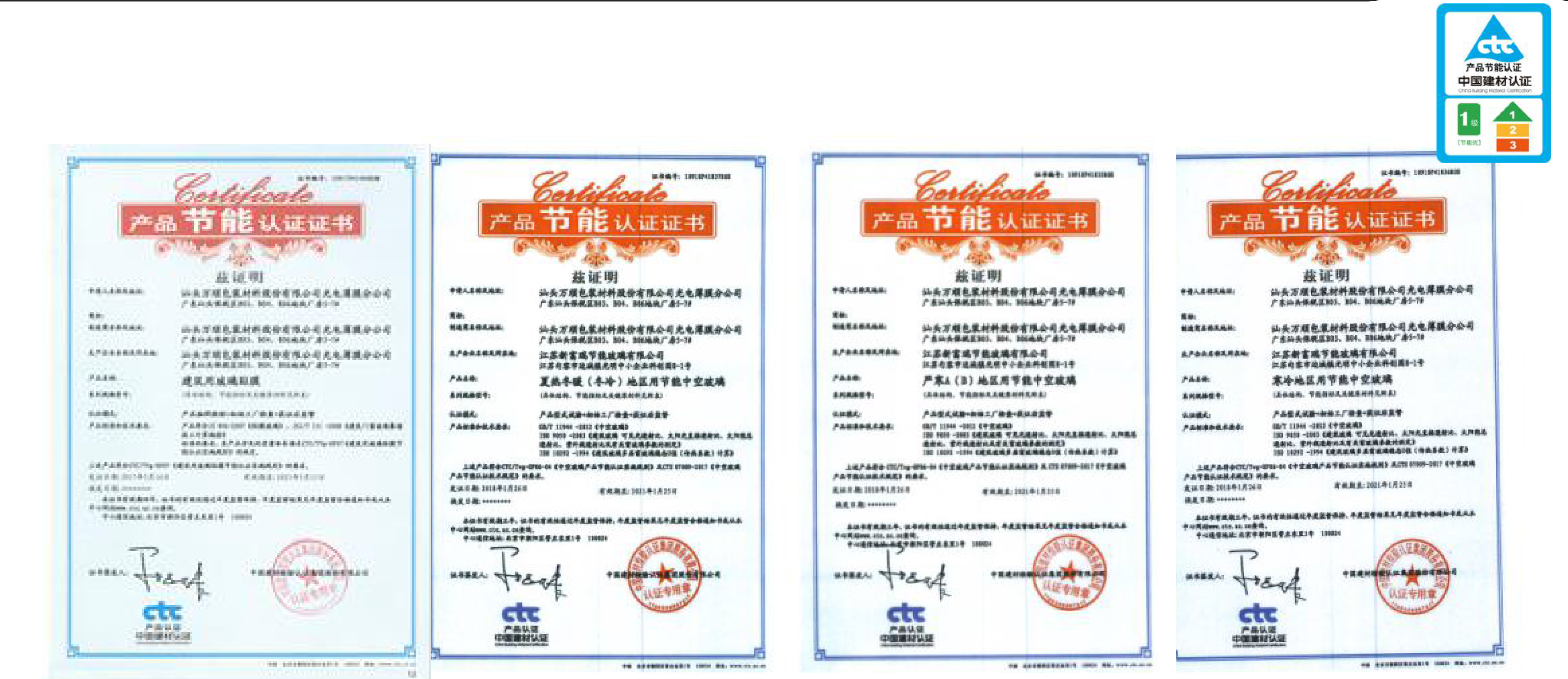 China CTC Certifications of the Solar film