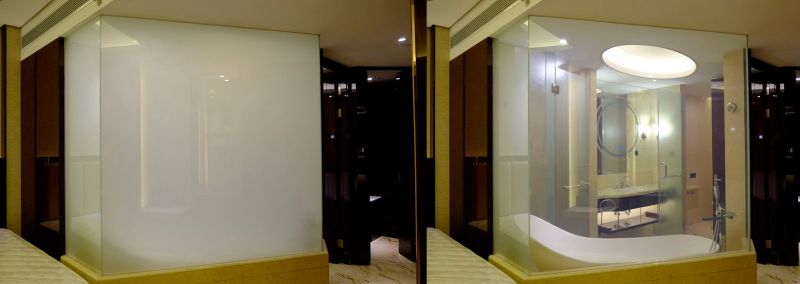 shower glass switchable